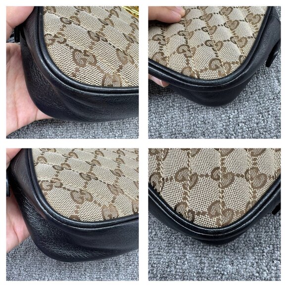 GUCCI GG Marmont Brown&Black Leather Shoulder Bag 675-071825 - Picture 3 of 15